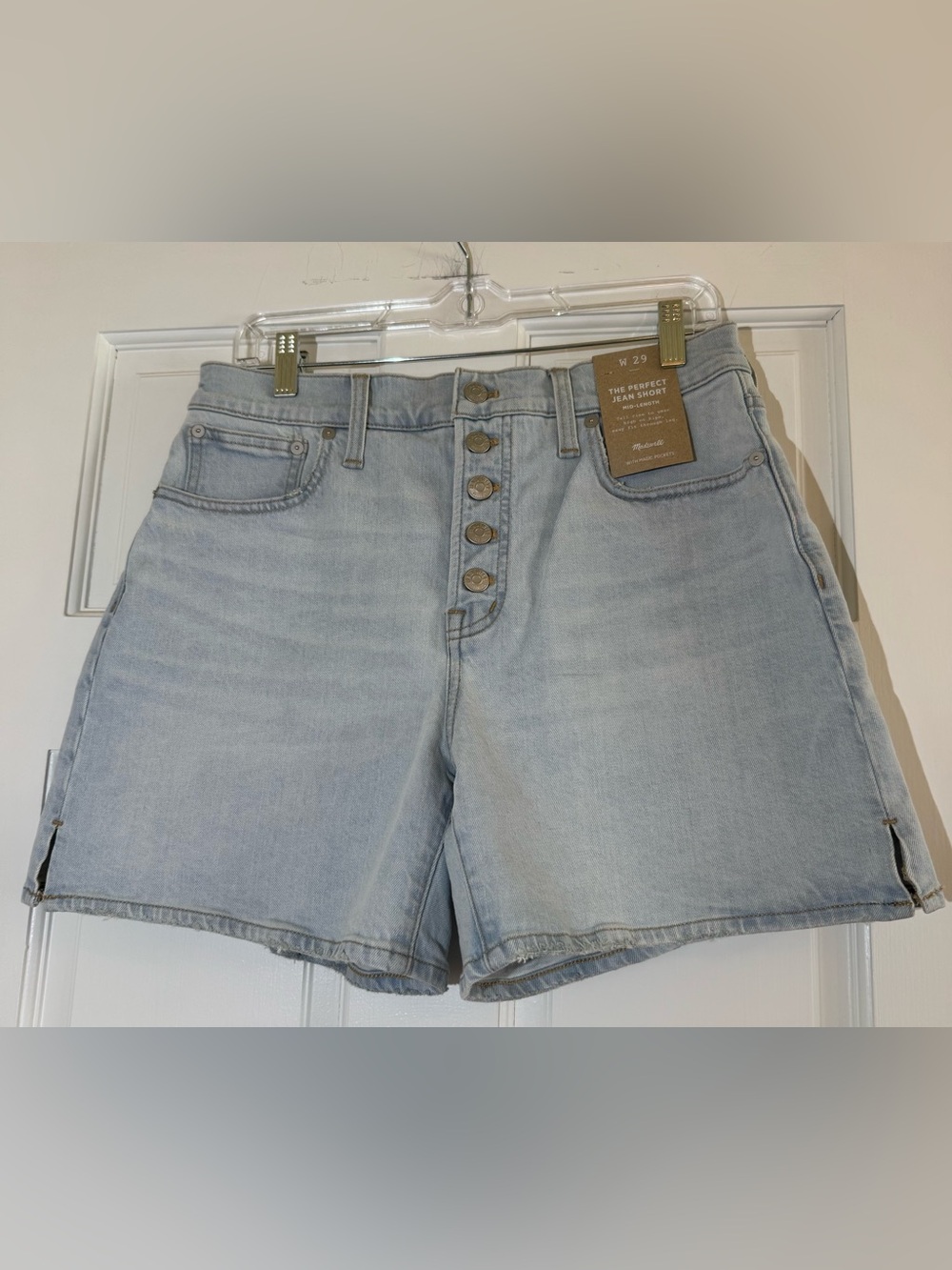 Madewell Perfect Jean Shorts Mid Length Button Fly